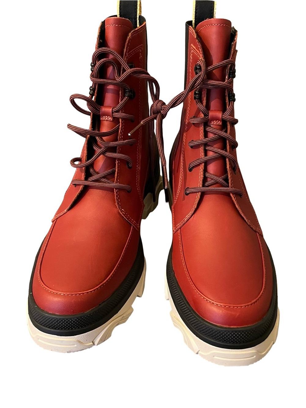 Sorel Brex Lace-up Boots Warp Red Leather Waterproof Chunky Platform Size 10 - Picture 2 of 9